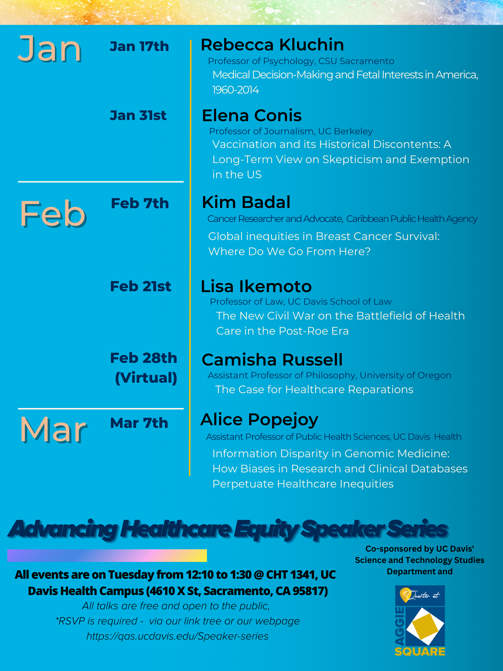 Advancing Health Care Equity Speaker Series Schedule Winter 2023