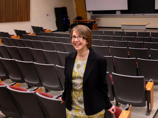 Emily Merchant in lecture hall