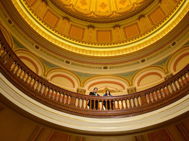 Interns in the California Capitol dome.