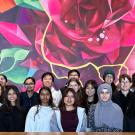 QAS students in front of painting 