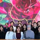 QAS students in front of painting 